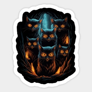 Halloween Scary Black Cats Lover Sticker